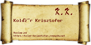 Kolár Krisztofer névjegykártya